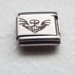 Cheshire cat smile laser 9mm stainless steel Italian charm bracelet link new